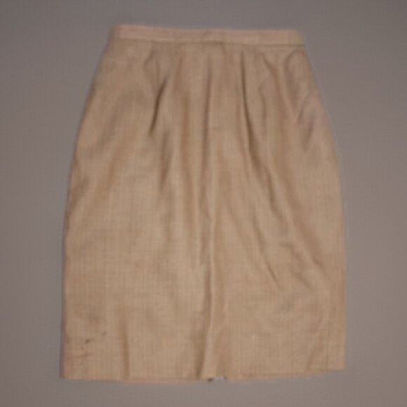 VINTAGE 1980s CHRISTIAN DIOR BEIGE 2 PIECE SUIT SET SKIRT & BLAZER PINSTRIPE USA - Picture 13 of 16